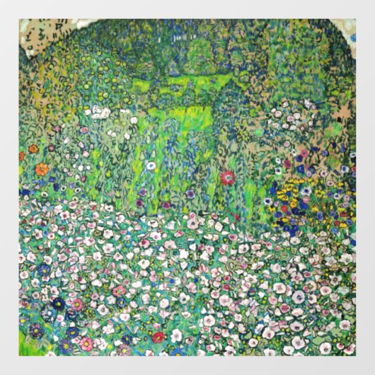 Gustav Klimt - Tuinbouwlandschap en heuvel Raamsticker (Vel)