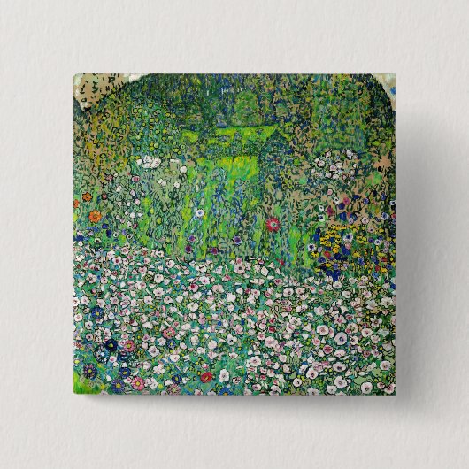 Gustav Klimt - Tuinbouwlandschap en heuvel Vierkante Button 5,1 Cm (Voorkant)