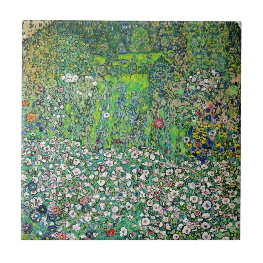 Gustav Klimt - Tuinlandschap en heuveltop Tegeltje (Voorkant)