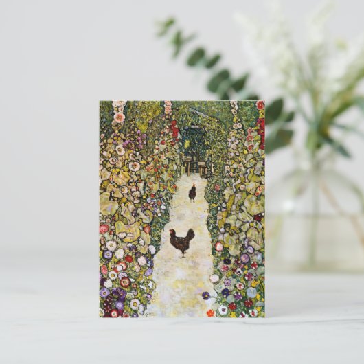 Gustav Klimt - Tuinpad met kippen Briefkaart (Staand voorkant)