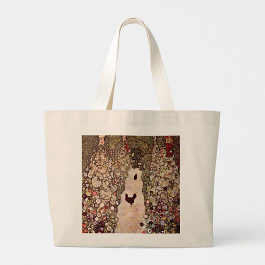 Gustav Klimt Tuinpad met  kippen Grote Tote Bag (Achterkant)