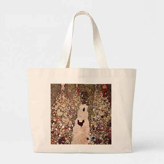 Gustav Klimt Tuinpad met  kippen Grote Tote Bag (Voorkant)