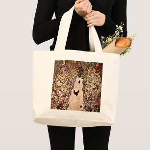 Gustav Klimt Tuinpad met  kippen Grote Tote Bag