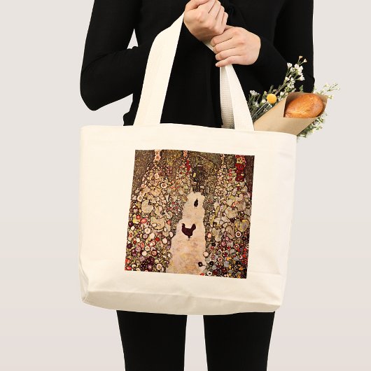 Gustav Klimt Tuinpad met kippen Grote Tote Bag