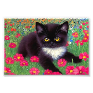 Gustav Klimt Tuxedo Cat Foto Afdruk