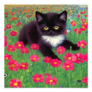 Gustav Klimt Tuxedo Cat Foto Afdruk