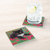 Gustav Klimt Tuxedo Cat Glazen Onderzetter (Schuin)