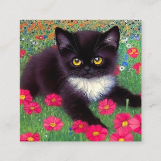 Gustav Klimt Tuxedo Cat Informatiekaartje (Voorkant)