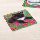 Gustav Klimt Tuxedo Cat Kartonnen Onderzetters (Schuin)
