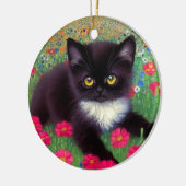 Gustav Klimt Tuxedo Cat Keramisch Ornament (Links)