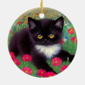 Gustav Klimt Tuxedo Cat Keramisch Ornament (Achterkant)