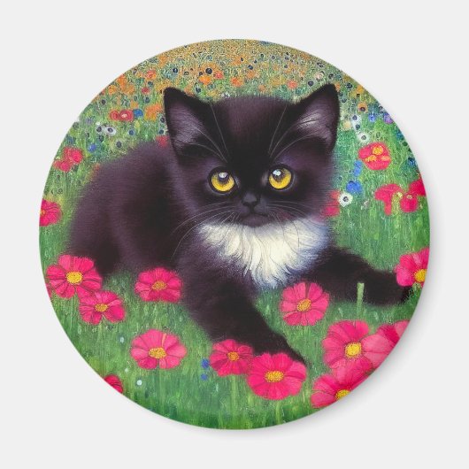 Gustav Klimt Tuxedo Cat Magneet (Voorkant)
