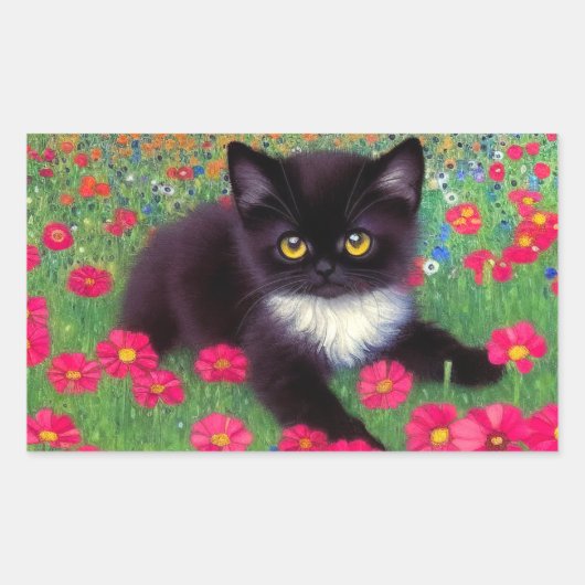 Gustav Klimt Tuxedo Cat Rechthoekige Sticker (Voorkant)