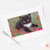 Gustav Klimt Tuxedo Cat Rechthoekige Sticker (Envelop)