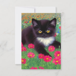 Gustav Klimt Tuxedo Cat RSVP Kaartje