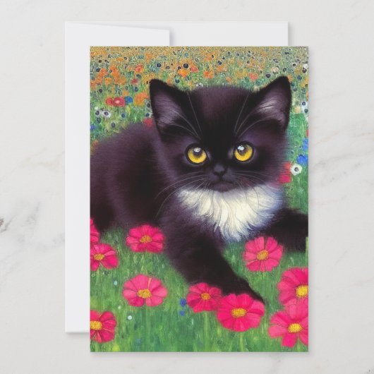 Gustav Klimt Tuxedo Cat Save The Date (Voorkant)