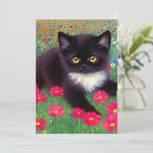 Gustav Klimt Tuxedo Cat Save The Date (Staand voorkant)