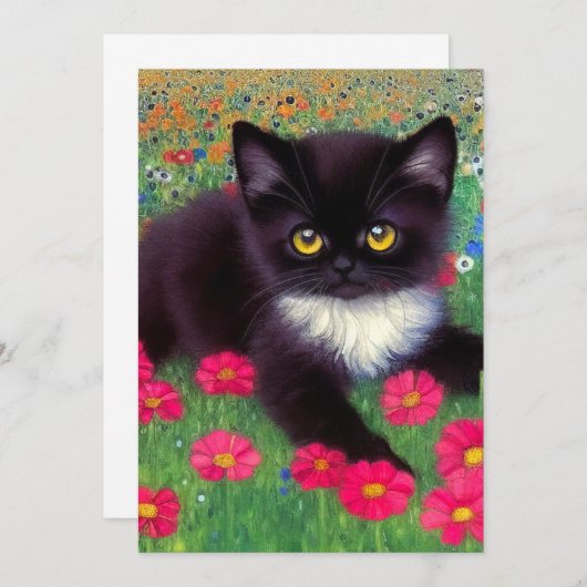 Gustav Klimt Tuxedo Cat Save The Date (Voorkant / Achterkant)
