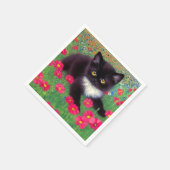 Gustav Klimt Tuxedo Cat Servet (Hoek)