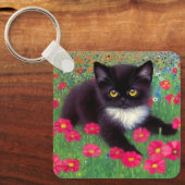 Gustav Klimt Tuxedo Cat Sleutelhanger (Voorkant)