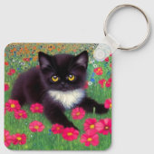 Gustav Klimt Tuxedo Cat Sleutelhanger (Achterkant)