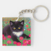 Gustav Klimt Tuxedo Cat Sleutelhanger (Achterkant)