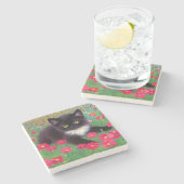 Gustav Klimt Tuxedo Cat Stenen Onderzetter (Zijkant)