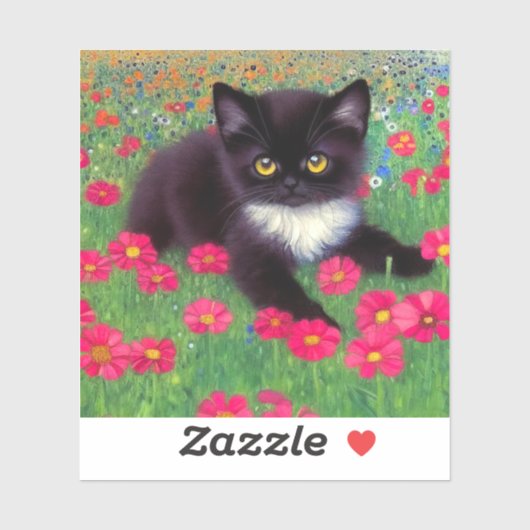 Gustav Klimt Tuxedo Cat Sticker (Vel)