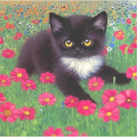 Gustav Klimt Tuxedo Cat Sticker (Voorkant)