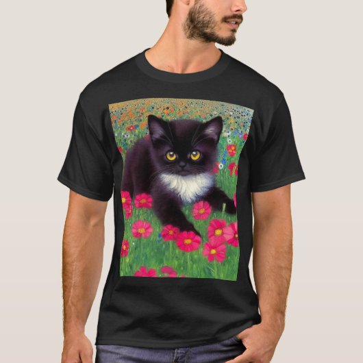 Gustav Klimt Tuxedo Cat T-shirt (Voorkant)