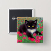 Gustav Klimt Tuxedo Cat Vierkante Button 5,1 Cm (Voorkant /achterkant)