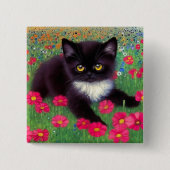 Gustav Klimt Tuxedo Cat Vierkante Button 5,1 Cm (Voorkant)