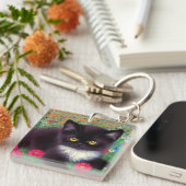 Gustav Klimt Tuxedo Kat Sleutelhanger (Voorkant Rechts)