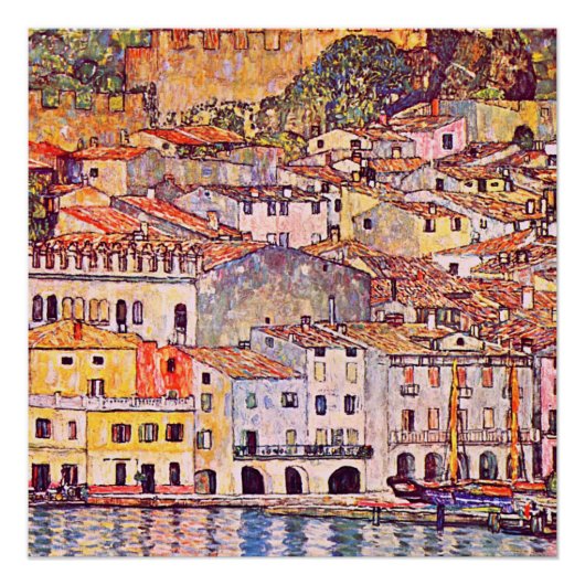 Gustav Klimt . Verschilderij van Malcesine en Gard Perfect Poster (Voorkant)