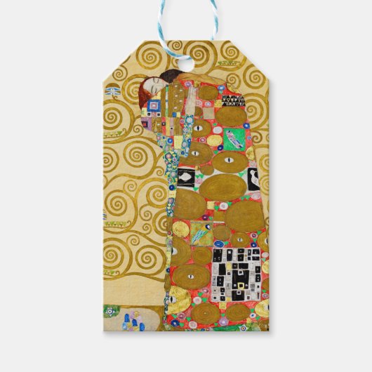 Gustav Klimt Vervulling Nouveau Koppel Cadeaulabel (Voorkant)