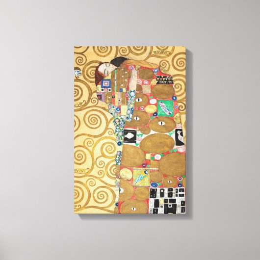Gustav Klimt - Vervulling, Stoclet-fries Canvas Afdruk (Voorkant)