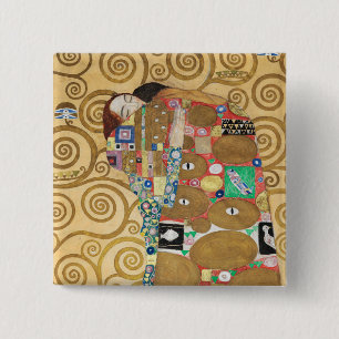 Gustav Klimt - Vervulling, Stoclet-fries Vierkante Button 5,1 Cm