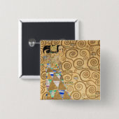 Gustav Klimt - Verwachting, Stoclet Frieze Vierkante Button 5,1 Cm (Voorkant /achterkant)