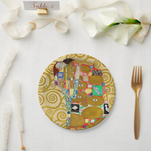 Gustav Klimt Verwezenlijking Nouveau Koppel Papieren Bordje