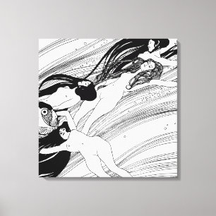 Gustav Klimt - Vis Bloed Surrealistische Japanse K Canvas Afdruk