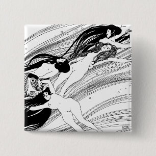 Gustav Klimt - Vis Bloed Surrealistische Japanse K Vierkante Button 5,1 Cm
