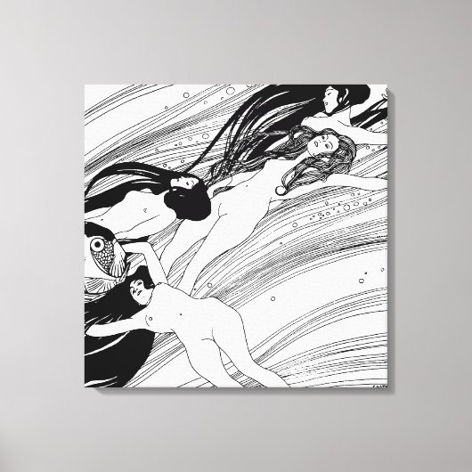 Gustav Klimt - Visbloed Surrealistische Japanse ku Canvas Afdruk (Voorkant)