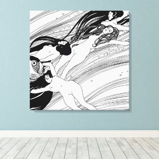 Gustav Klimt - Visbloed Surrealistische Japanse ku Canvas Afdruk (Insitu (Houten vloer))