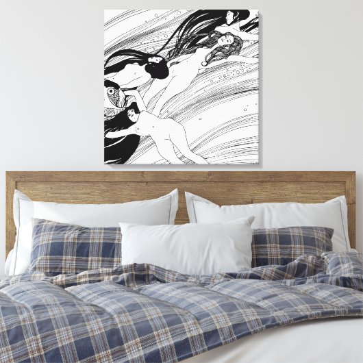 Gustav Klimt - Visbloed Surrealistische Japanse ku Canvas Afdruk (Insitu (Slaapkamer))