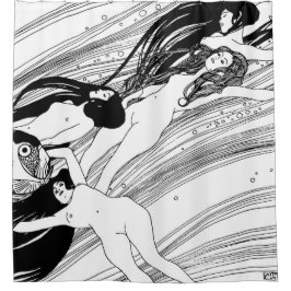 Gustav Klimt - Visbloed Surrealistische Japanse ku Douchegordijn