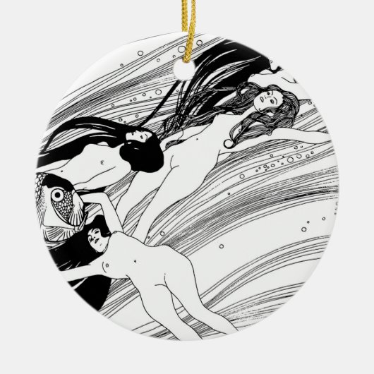 Gustav Klimt - Visbloed Surrealistische Japanse ku Keramisch Ornament (Voorkant)