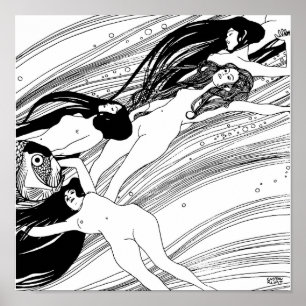 Gustav Klimt - Visbloed Surrealistische Japanse ku Poster