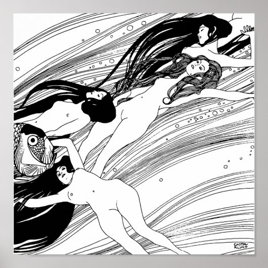Gustav Klimt - Visbloed Surrealistische Japanse ku Poster (Voorkant)