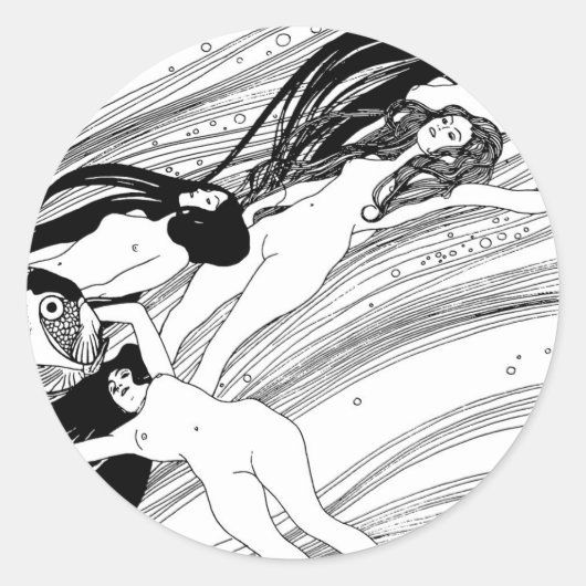 Gustav Klimt - Visbloed Surrealistische Japanse ku Ronde Sticker (Voorkant)