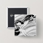 Gustav Klimt - Visbloed Surrealistische Japanse ku Vierkante Button 5,1 Cm (Voorkant /achterkant)